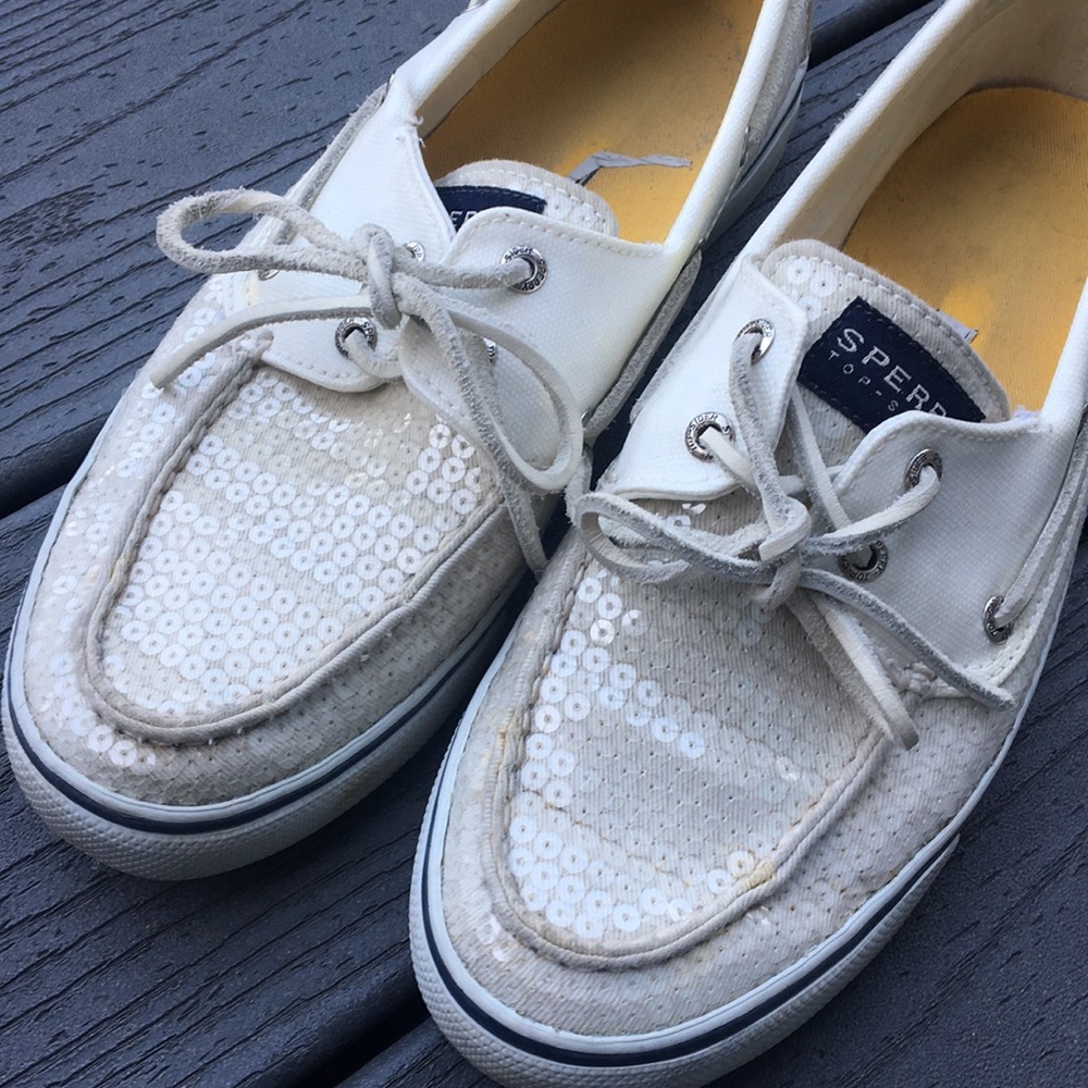 White Sequin Sperry’s - Picture 2 of 8